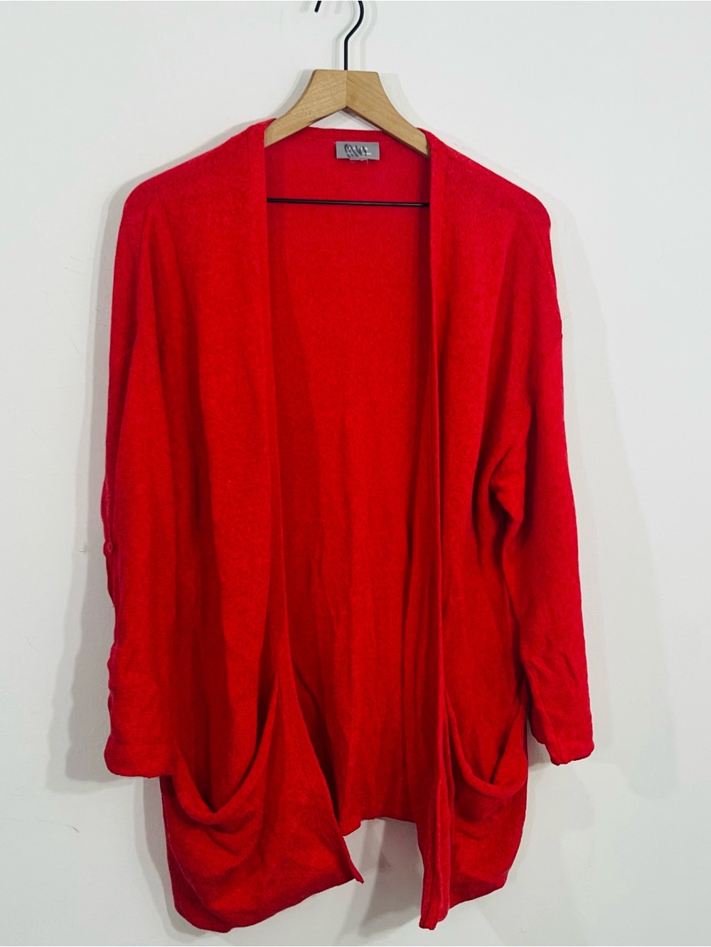 Jana Red Front Long Sleeve Relaxed Fit Cardigan Sweater Casual Comfy Wear